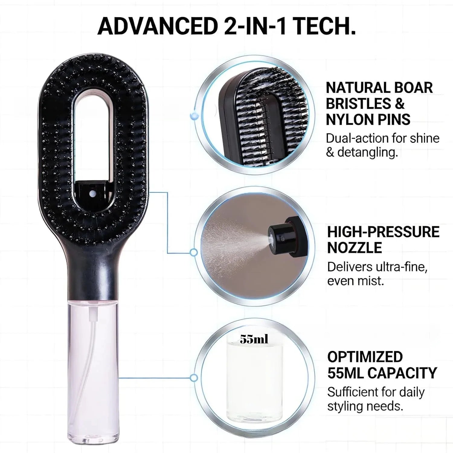 Dual-Action Comfort Hair Brush